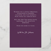 Carte de Noël moderne Purple Gold Photo (Verso)