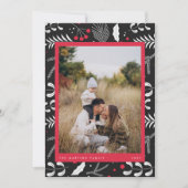 Carte de Noël moderne Red Black Folk Floral Photo (Devant)