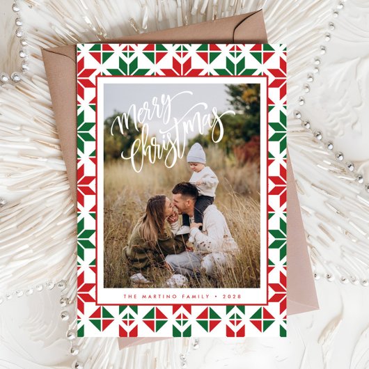 Carte de Noël moderne Red Green Folt