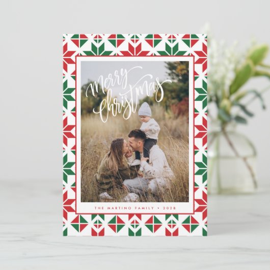 Carte de Noël moderne Red Green Folt (Debout devant)