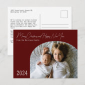 Carte de Noël moderne rouge chic boho  (Devant / Derrière)