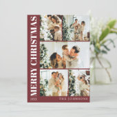 Carte de Noël moderne Rouge élégant Famille (Debout devant)