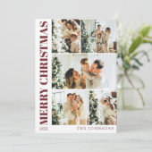 Carte de Noël moderne Rouge élégant Famille (Debout devant)