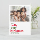 Carte de Noël Moderne Rouge et Vert 1 photo (Debout devant)