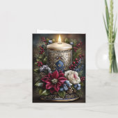 Carte de Noël moderne rustique florale avec bougie (Dos)