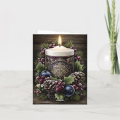 Carte de Noël moderne rustique florale avec bougie (Dos)