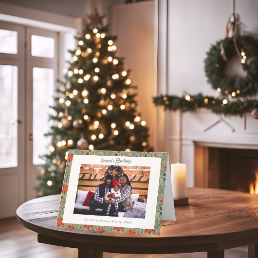 Carte de Noël moderne Sage Green Poinsettia