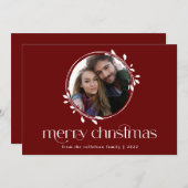 Carte de Noël moderne simple une photo unique (Devant / Derrière)