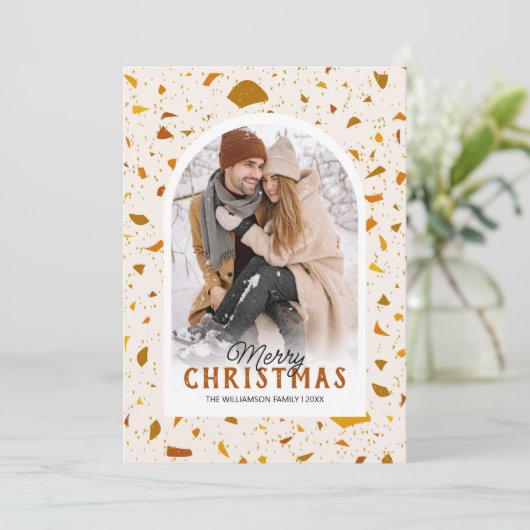 Carte de Noël moderne Terrazzo (Debout devant)