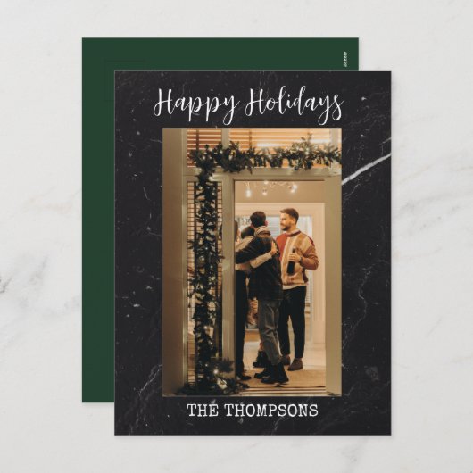 carte de Noël moderne vert foncé (Devant / Derrière)