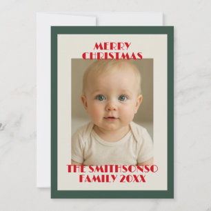 Carte de Noël Moderne Vert Sauge Photo Joyeux Noël