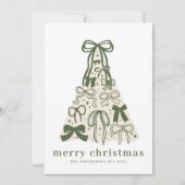 Carte de Noël Moderne Vert Sauge Ruban (Devant)