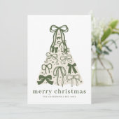 Carte de Noël Moderne Vert Sauge Ruban (Debout devant)