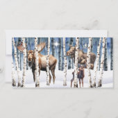 Carte de Noël Moose Family Winter Woods (Devant)