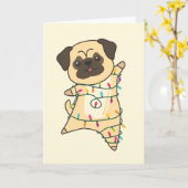 Carte de Noël Mops Neige Animaux Chiens Hiver (Fleur jaune)
