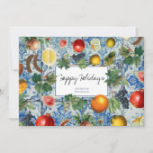 Carte de Noël Mosaïque Bleue Fruit Méditerranée (Devant)