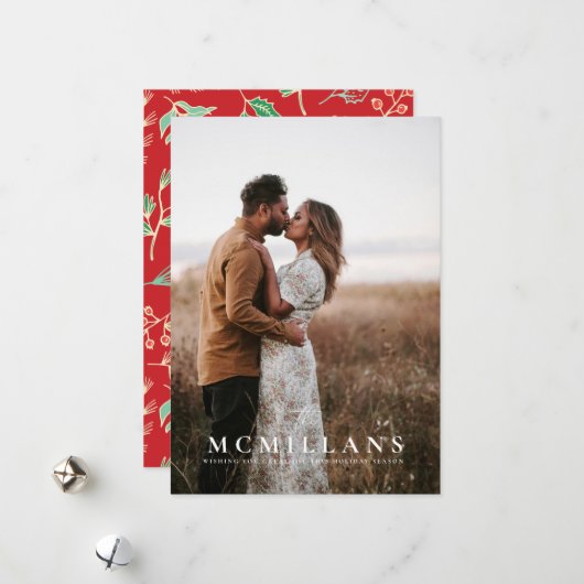 Carte de Noël Motif de vacances stylé (Devant/Arrière en situation)