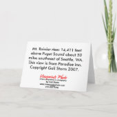 Carte de Noël Mt Rainier Park (Dos)
