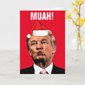 CARTE DE NOËL "MUAH!" AVEC BISOU DE DONALD TRUMP (Fleur jaune)