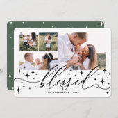 Carte de noël multi photo bienheureuse (Devant / Derrière)