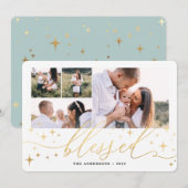 Carte de noël multi photo bienheureuse (Devant / Derrière)