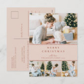 Carte de Noël multi-photo Modern Blush (Devant / Derrière)