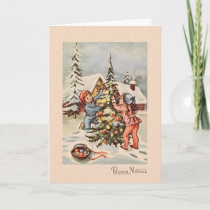 Carte de Noël Natale Buon en Italie Vintage