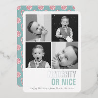 Carte de Noël « Naughty or Nice 4 Photos » avec fe