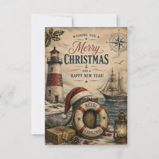 Carte de Noël nautique vintage
