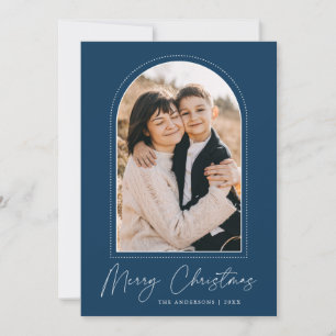 Carte de Noël Navy Blue avec arche enneigée pour p
