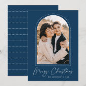 Carte de Noël Navy Blue avec arche enneigée pour p (Devant / Derrière)