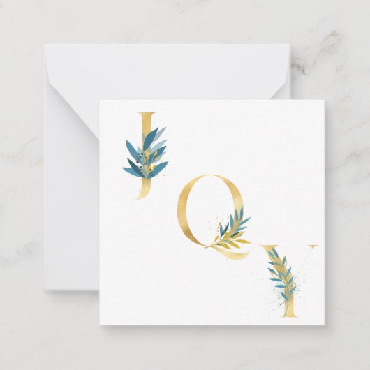 Carte de Noël Navy Blue élégante chic "Joie" perso (Devant)