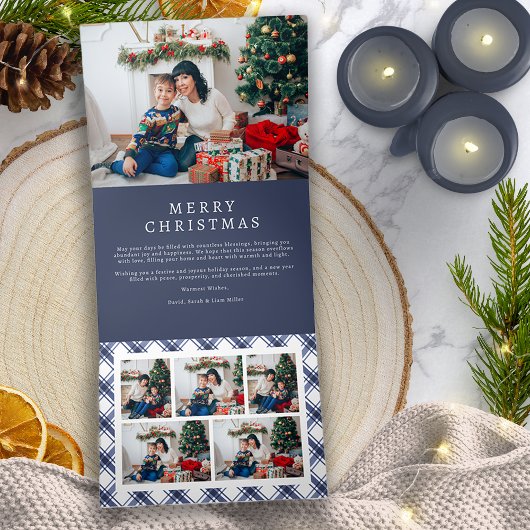 Carte de Noël Navy pliable en trois volets