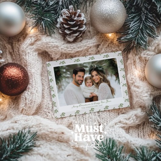 Carte de Noël Neutral Holly Berries