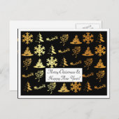 Carte de noël noir et or de luxe (Devant / Derrière)