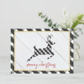 Carte de Noël noire et blanche de renne de guingan (Debout devant)