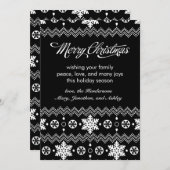 Carte de Noël noire et blanche Nordic Snowflake (Devant / Derrière)