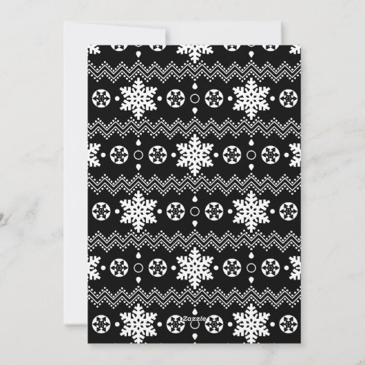 Carte de Noël noire et blanche Nordic Snowflake (Dos)