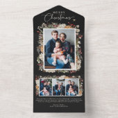 Carte de Noël noire pliée en trois (À l'intérieur)