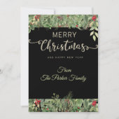 Carte de Noël noire simple et élégante (Devant)