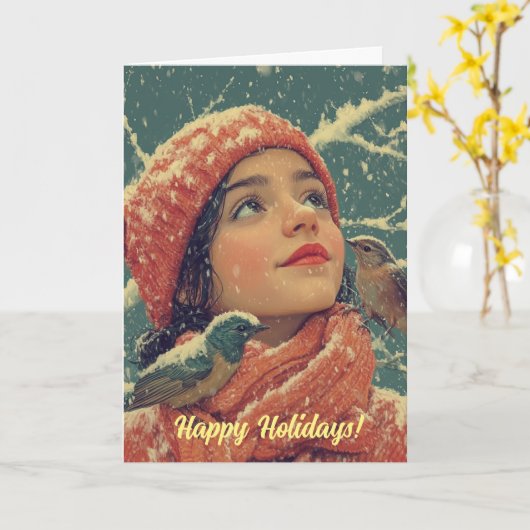 Carte de Noël nostalgique (Fleur jaune)