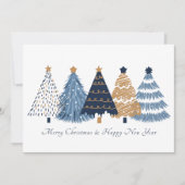 Carte de Noël Nouvel An de la Marine Bleue Arbres (Devant)