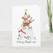 Carte de Noël nouvelle année animal mignon (Devant)