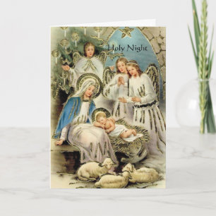Carte de Noël. Nuit Sainte inspirée religieuse