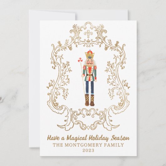 Carte de Noël Nutcracker Ballet Gold Crest (Devant)