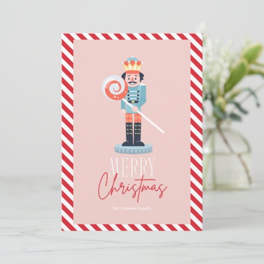 Carte de Noël Nutcracker souriante (Debout devant)