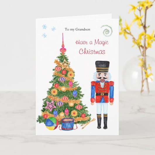 Carte de Noël Nutcracker Tree Grandson (Fleur jaune)