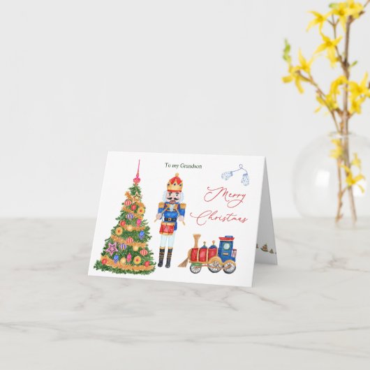 Carte de Noël Nutcracker Tree Grandson (Fleur jaune)