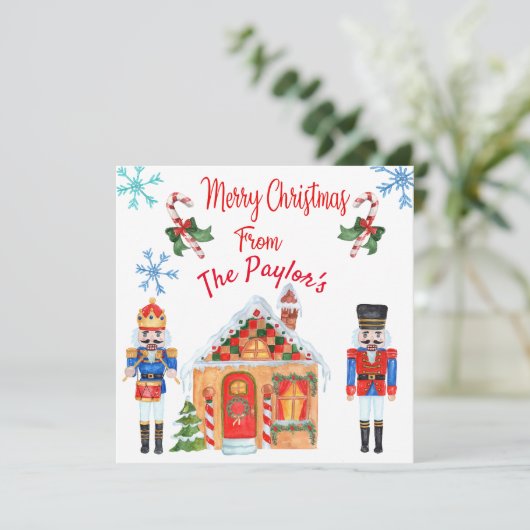 Carte de Noël Nutcracker Watercolor (Debout devant)