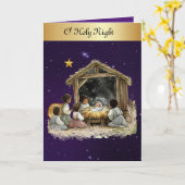 Carte de Noël Ô nuit sainte (Fleur jaune)